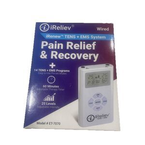 NEW! iReliev Wired Pain Relief & Recovery System TENS & EMS Muscle Stimulator
